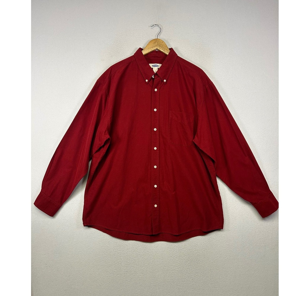 Preppy Old Navy Mens XL Red Long Sleeve Button Down Original Oxford Shirt